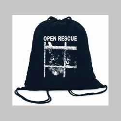 Open Rescue ľahké sťahovacie vrecko ( batôžtek / vak ) s čiernou šnúrkou, 100% bavlna 100 g/m2, rozmery cca. 37 x 41 cm